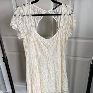 Cream lace overlay dress.